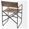 Direttore Brown-Gray Suede With Black Metal Folding Frame Dining Chair