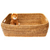 Artifacts Rattan Rectangular Oblong Storage Basket, Honey Brown, Small