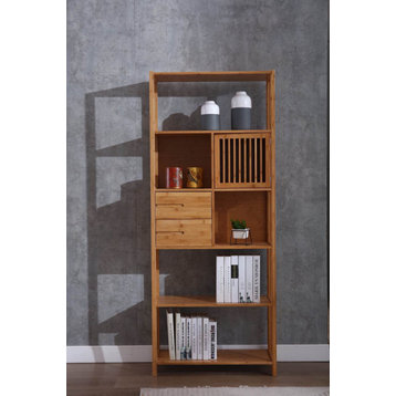 Selma Bamboo Bookcase, Natural, Right Facing Cabinet