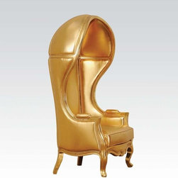 Acme 59117 Jana Gold PU Hooded Accent Chair - Armchairs And Accent Chairs