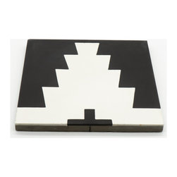Moroccan Mosaic & Tile House - Midar Handmade Cement Tile, Black/White, Sample - Wall And Floor Tile