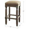 Set of 2 Cirque Sand Upholstered Counter Stools w Nail Heads 26"H