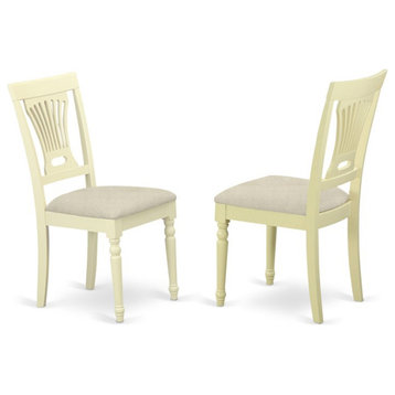 East West Furniture Plainville 37" Fabric Dining Chairs in Cream (Set of 2)