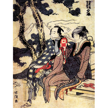 Traveling Couple by Katsushika Hokusai, art print