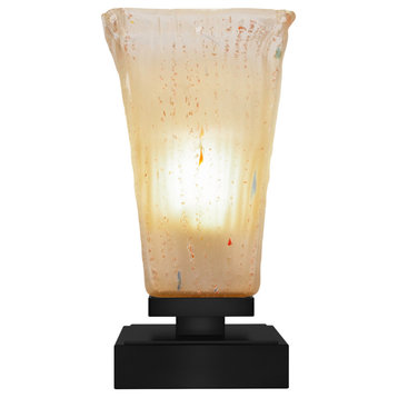 Luna 1-Light Table Lamp, Matte Black/Square Amber Crystal