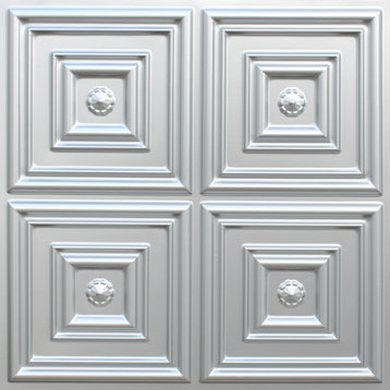 Silver 3D Ceiling Panels, 2'x2', 100 Sq Ft, Pack of 25
