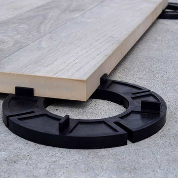 Examples of Outdoor Pavers Installed On Low Height Rubber Support Pads