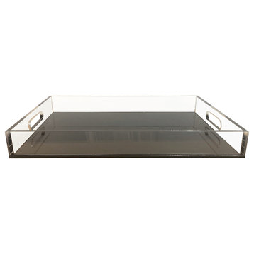 Lucite Tray with handle, Black