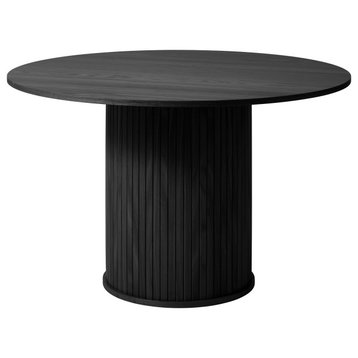 Mid-Century Modern Pedestal Dining Table, Black Oak, Round