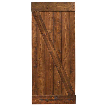 Dark Coffee Solid Core Plank Knotty Pine Barn Wood Sliding Interior Door