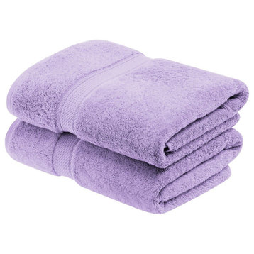 Luxury Solid Soft Hand Bath Bathroom Towel Set, 2 Piece Bath Towel , Purple