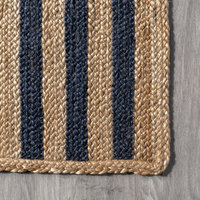 Nuloom Nalle Tilted Stripes Jute Rug, Blue, 8' x 10' - Beach Style ...