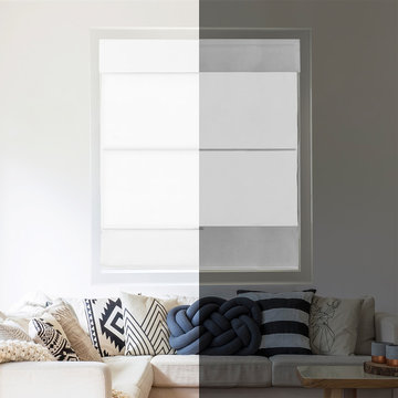 Mountain Snow (Thermal) - Roman Shades (Fabric & Natural Woven)