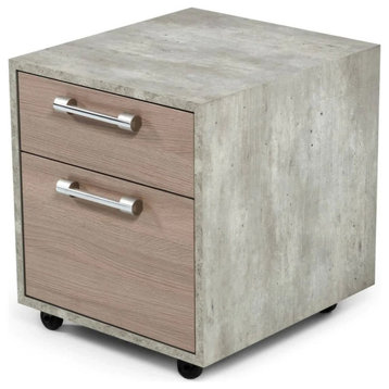 Vonn Modern Brown Oak & Faux Concrete Office Small File Cabinet