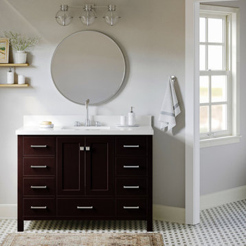Ariel Cambridge 49" Rectangle Sink Bathroom Vanity Quartz Top, No Mirror