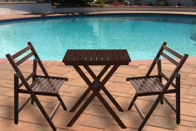 Ethnic India Art Solid Wood Outdoor Folding Furniture set : 2 Chairs + 1 Table