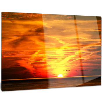 "Sunset in Liguria Italy" Landscape Photography Metal Wall Art, 28"x12"