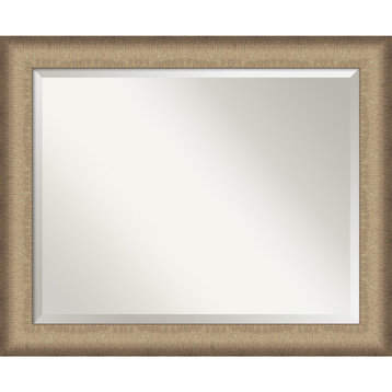 Elegant Brushed Bronze Beveled Bathroom Wall Mirror - 32.75 x 26.75 in.