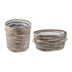 Round Storage Baskets, Set of 6, 15.5 x 18 inches, Brown - Products