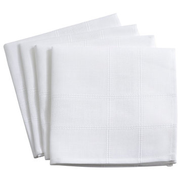 Holiday Drawn Work Thread Design Cloth Napkin 20" Square, White