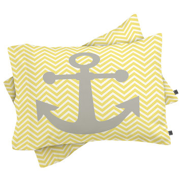 Deny Designs Lara Kulpa Yellow Anchor Pillow Shams, King