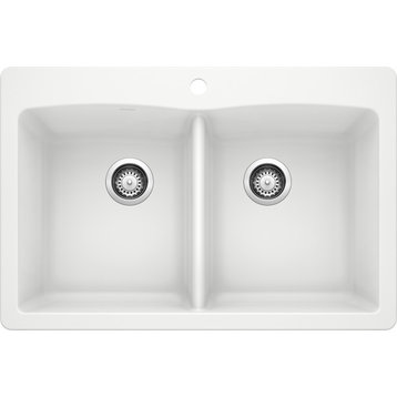 Blanco 440221 22"x33" Granite Double Dual-Mount Kitchen Sink, White