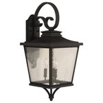 Craftmade - Tillman Large 3 Light Outdoor Lantern, Dark Bronze Gilded - Tillman is a striking fixture designed for a variety of architectural styles.  Featuring a scroll arm and curved roof paired with the clean lines and seeded glass, the Tillman creates a welcome invitation to all your guests.