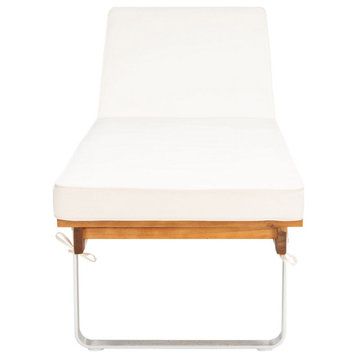 Safavieh Outdoor Nuca Sunlounger Natural/White Leg/White Cushion