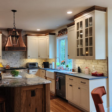 Rustic Hickory, Paint and Glaze with Copper range hood