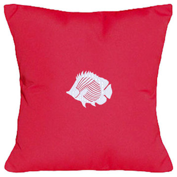 Sunbrella Tropical Fish Pillow by Nantucket Bound, Blush