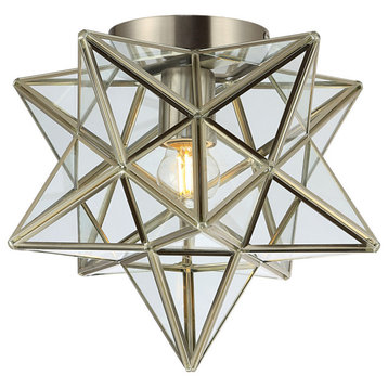 Stella Moravian Star Metal/Glass LED Flush Mount, Oil Bronze/Clear, Flush Mount