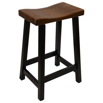 Urban Bar Stool with Maple Base and Elm Seat - 24" - Onyx&Michael's Cherry Stain