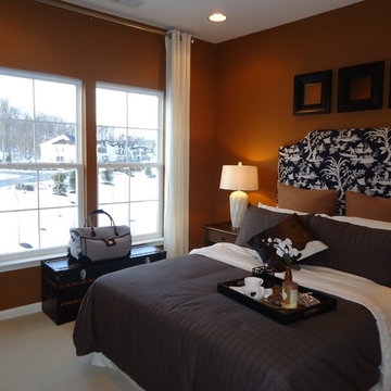 Colorful Virginia Bedrooms with Side Panel Drapes by Delmarva blinds & shutters