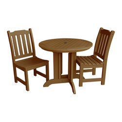 Highwood - Lehigh Collection 3pc Round Patio Dining Set - AD-DNL36, Toffee - Outdoor Dining Sets