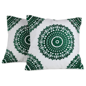 Emerald Delight Cotton Cushion Covers, Set of 2