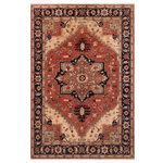 Bareens Designer Rugs - Rustic Heriz Ziegler Anthony Rust Blue Hand-Knotted Rug - 9'1'' x 11'7'' - Enhance the ambiance of your home with this magnificent Persian-influenced Turkish hand-knotted rug made by skilled artisans capable of creating the most exceptional vegetable dyes and hand-spun wool. This exquisite handmade rug is a one-of-a-kind Peshawar Kafkaz, otherwise identified as Chobi, Chobi Peshawar, Oushak, or Ziegler rug. These handmade rugs are crafted in Pakistan utilizing superior-quality wool imported from Australia, New Zealand, and Korea in two types of weaves: the Persian weave and the Mori weave. This rug is meticulously crafted by hand using the finest natural vegetable dyes extracted from local plants. The artisans use a blend of hand-spun local and fine merino wool, resulting in a rug with a compelling texture, higher lanolin content, and longer staple. The artisans occasionally incorporate natural or artificial silk into the pile to enhance specific motifs. The finished product is an awe-inspiring execution of flawless design and an understated palette that exudes elegance.