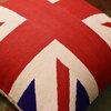 British Flag Union Jack Pillow Cover Handembroidered Wool, 18x18"