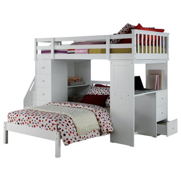 Acme Freya Loft Bed Set with Twin Bed in White