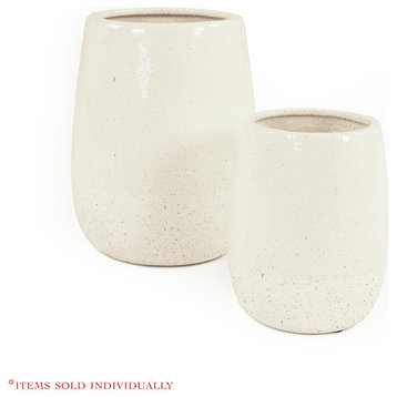 Distressed White Glazed Ceramic Vase Small