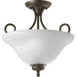 Progress Lighting - 2-Light Close-To-Ceiling, Antique Bronze - Two-light semi-flush with swirled alabaster glass and scroll arms. Perfect in entry ways, kitchen islands, closets and hallways.