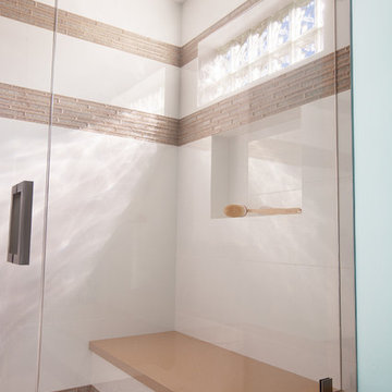 Refreshing Blue & White Master Bathroom Remodel in Torrance, CA.