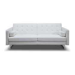 Giovanni Sofa Bed in White Leather - Sleeper Sofas
