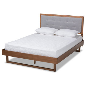 Baxton Studio Viviana Gray Upholstered Wood Queen Size Platform Bed
