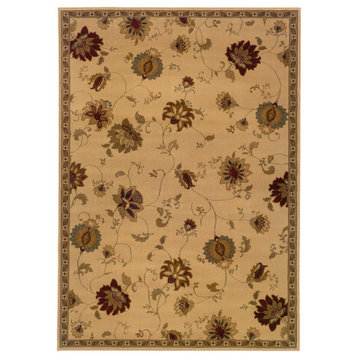 Astoria Traditional Floral Ivory/Green Area Rug, 8'2"x10'
