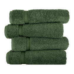 ROYAL TURKISH TOWEL - Villa Collection 4 Pc Bath Towel Set - 27x54 inches , Green - Bath Towels