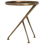 Four Hands - Schmidt Accent Table-Raw Antique Brass - The tripod table with a cleverly balanced twist. Angular cast aluminum is finished in raw brass to accentuate highs and lows. Great indoors or out'" cover or store indoors during inclement weather and when not in use.