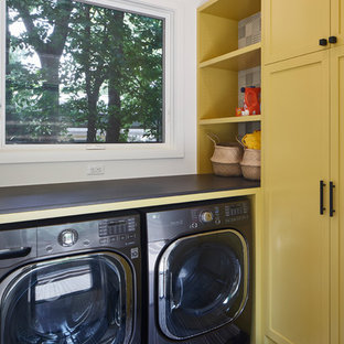 75 Beautiful Transitional Laundry Room With Yellow Cabinets