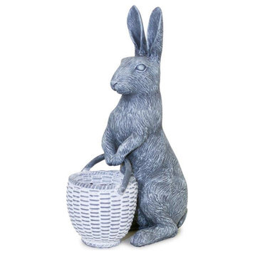 Standing Rabbit With Basket 6.75"Lx10.5"H Resin
