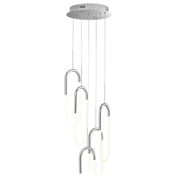 LED Five Clips Chandelier, Dimmable, Chrome