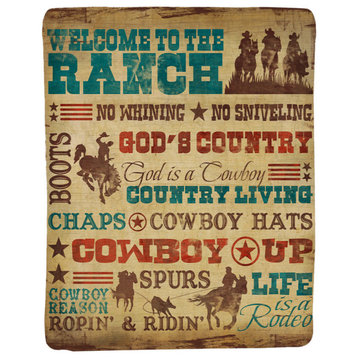 Welcome to the Ranch Sherpa Throw Blanket